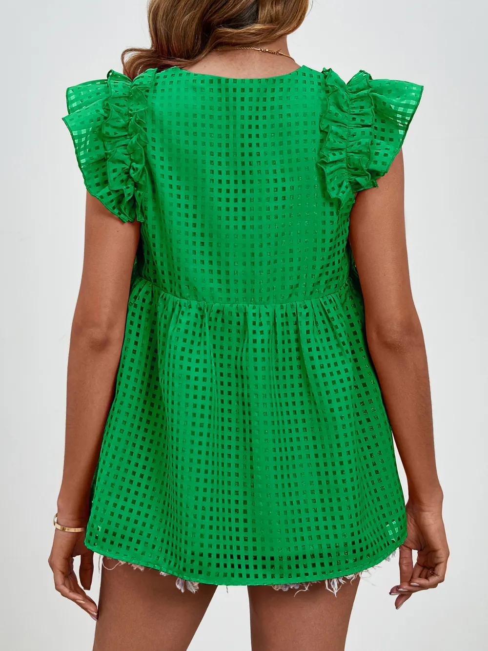 Ruched V-Neck Cap Sleeve Blouse, image 17