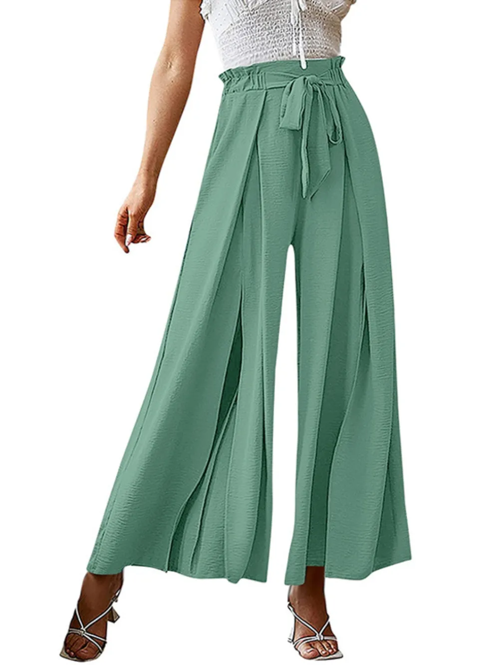 Tied Slit Wide Leg Pants, image 14
