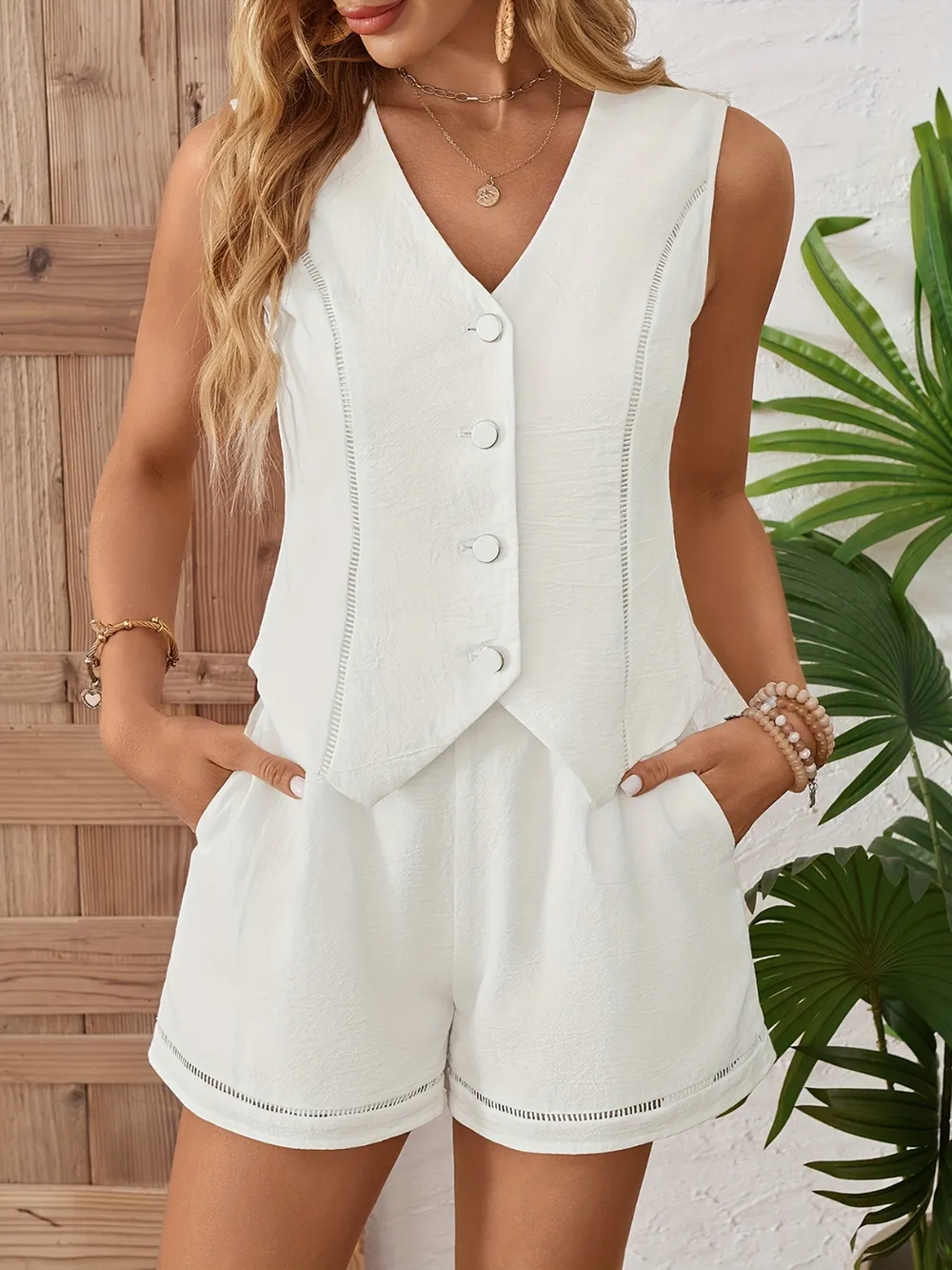 Button Up Vest and Shorts Set, image 6