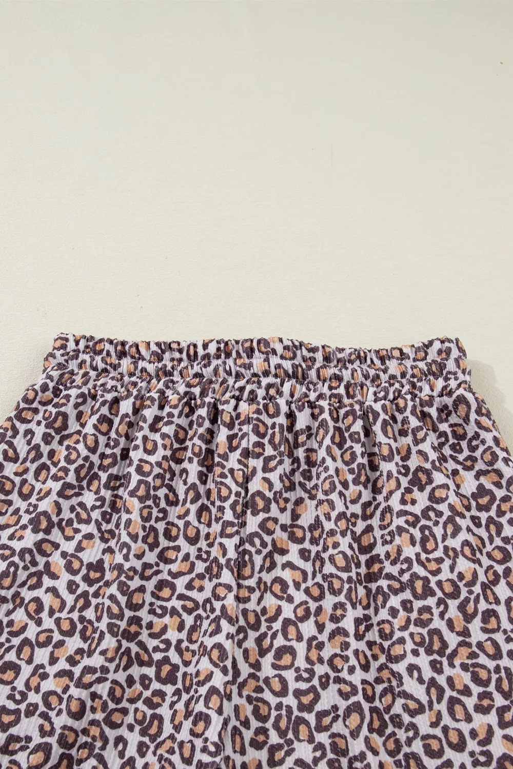 Leopard Ribbed Long Sleeve Top Drawstring Shorts 2pcs Outfit, image 10
