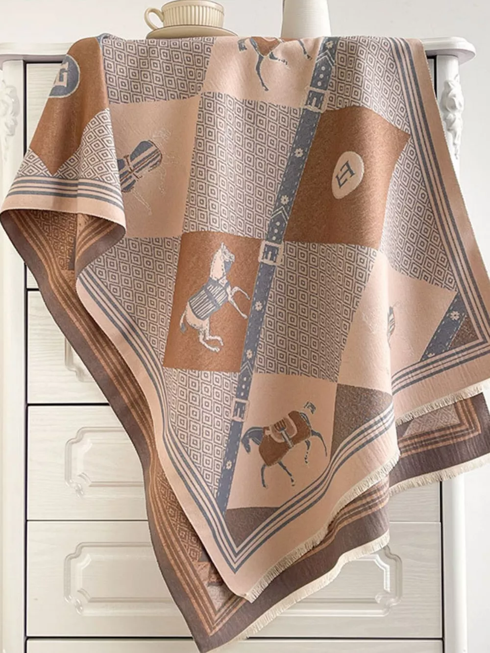 Equestrian Print Reversible Scarf, image 5