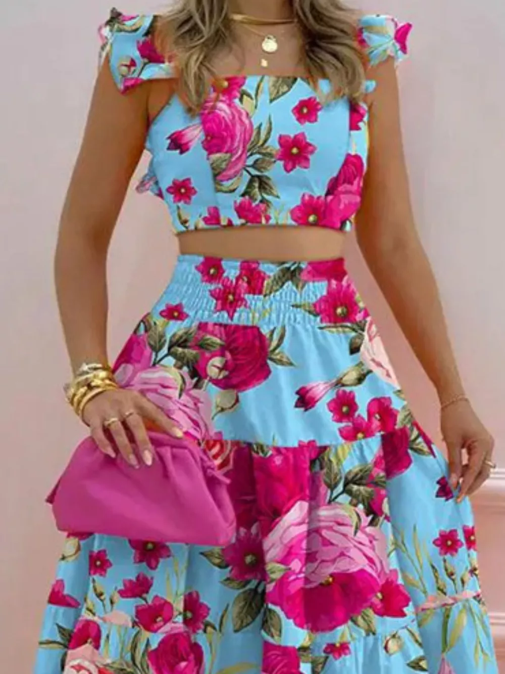 Crop Top and Tiered Maxi Skirt Set, image 13