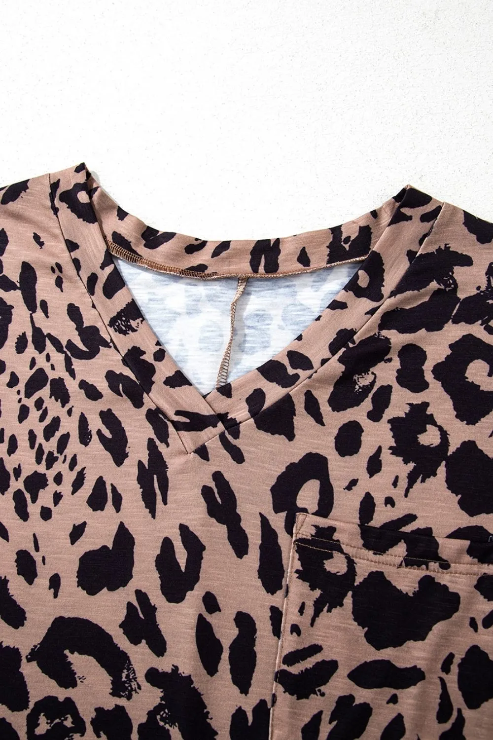 Leopard V-Neck Half Sleeve T-Shirt, image 5