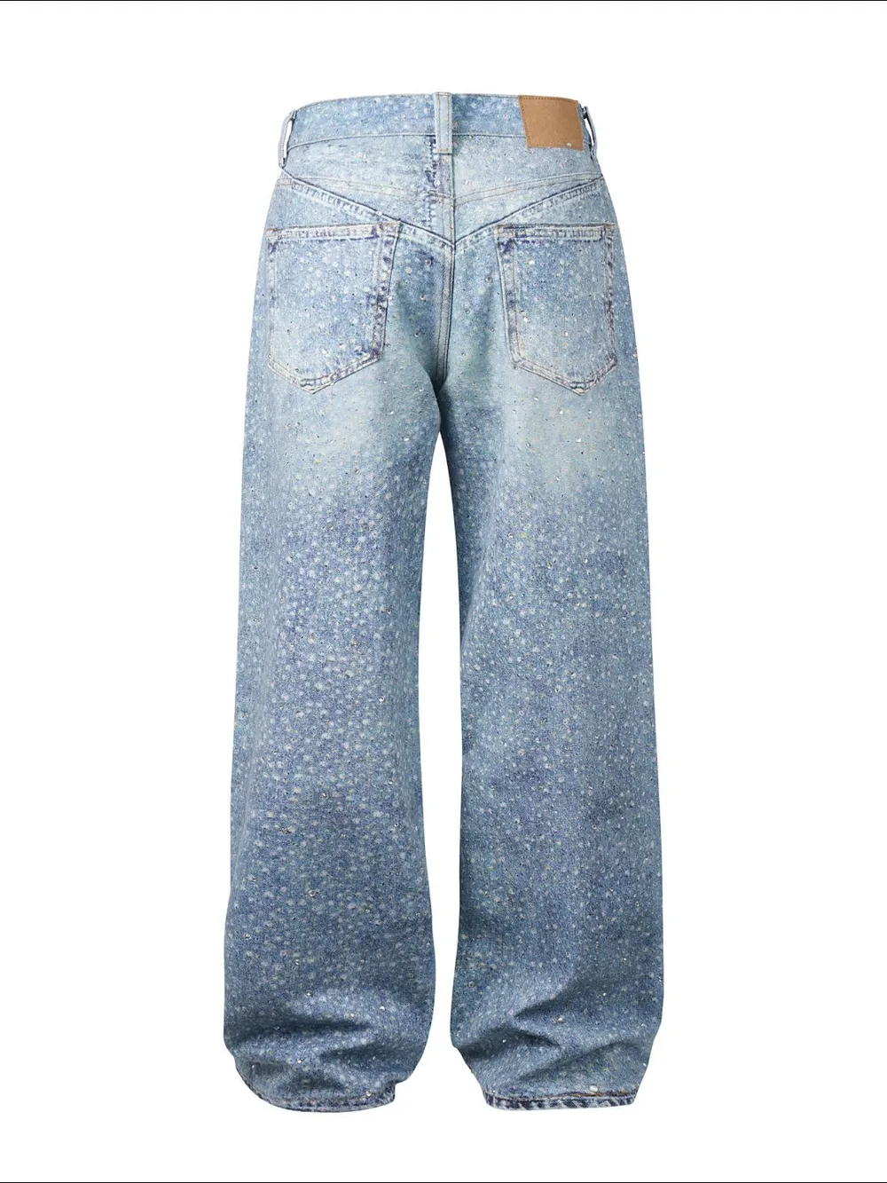 Men's Washed Rhinestone Print Jeans, image 4