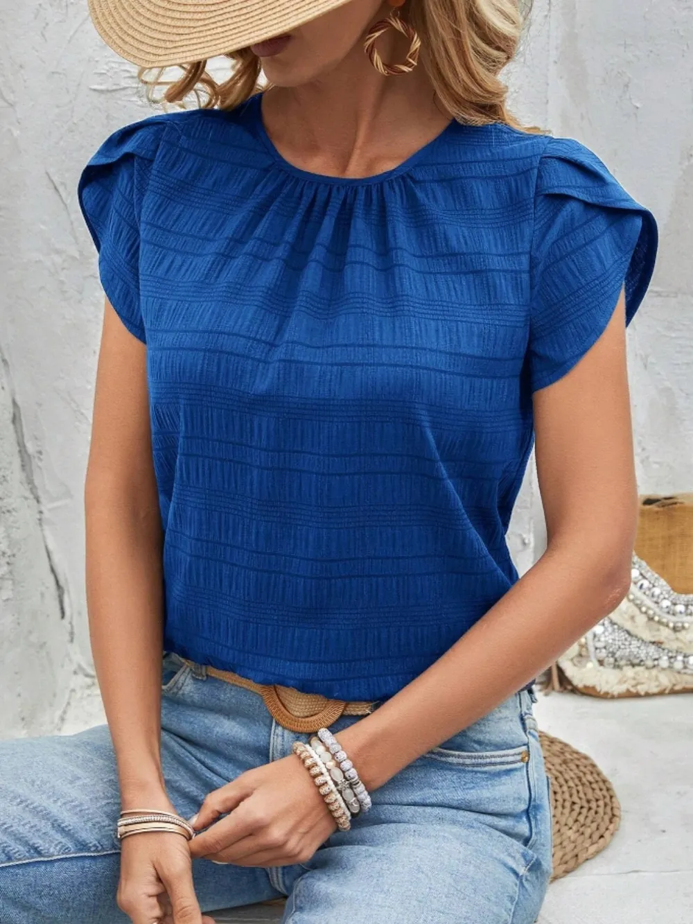 Round Neck Petal Sleeve Top, image 20