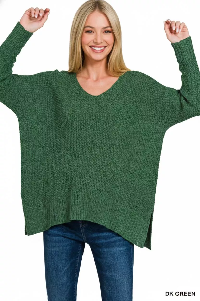 Dolman Sleeve V-Neck Sweater, image 3