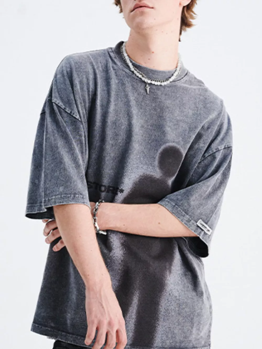 Men's Vintage Washed Graphic Round Neck T-Shirt, image 5