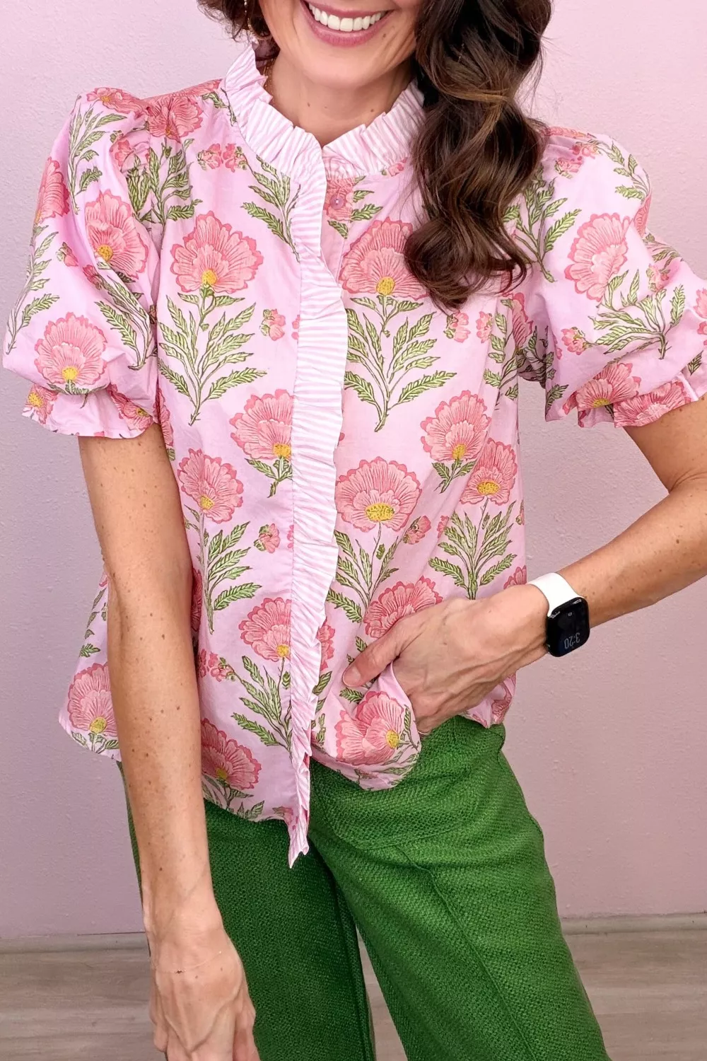 Floral Print Puff Sleeve Blouse, image 2