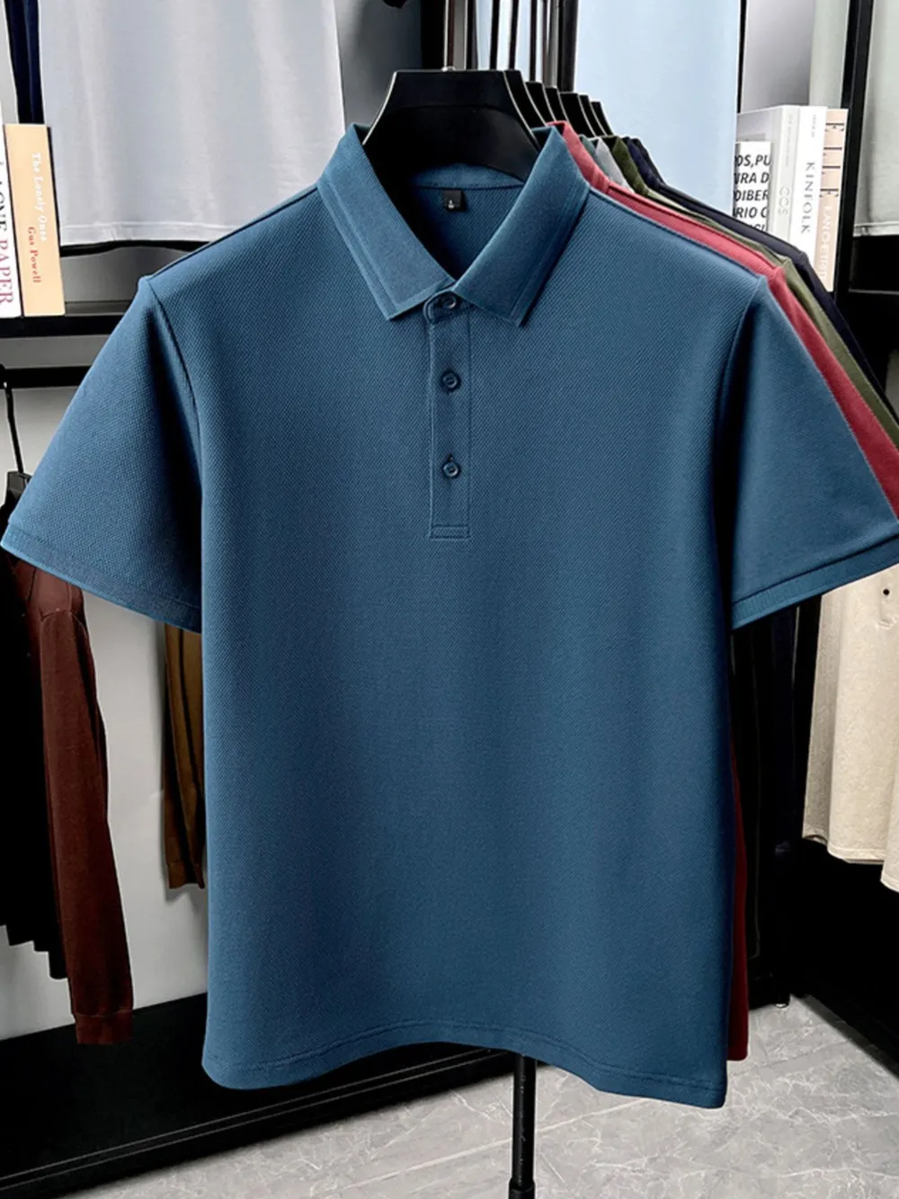 Men's Plus Size Button Detail Short Sleeve Polo, image 8