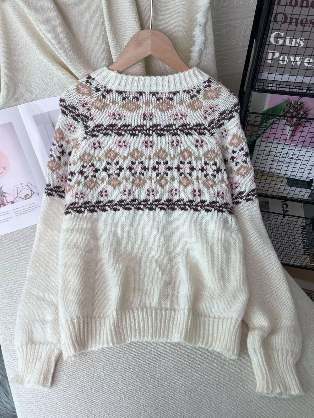 Fair Isle Patterned Round Neck Sweater, image 5