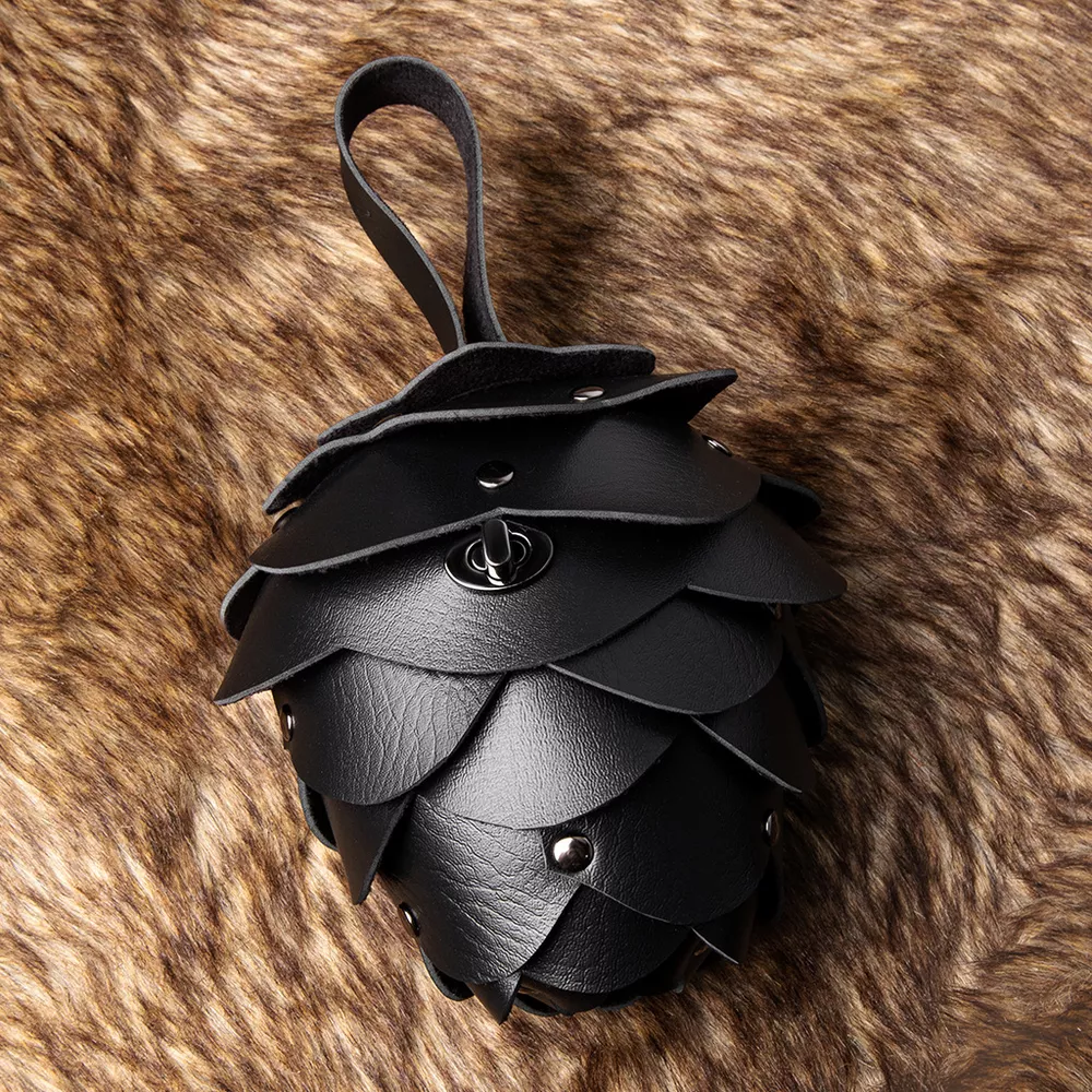 Acorn-Shaped Leather Petal Decor Pouch Bag