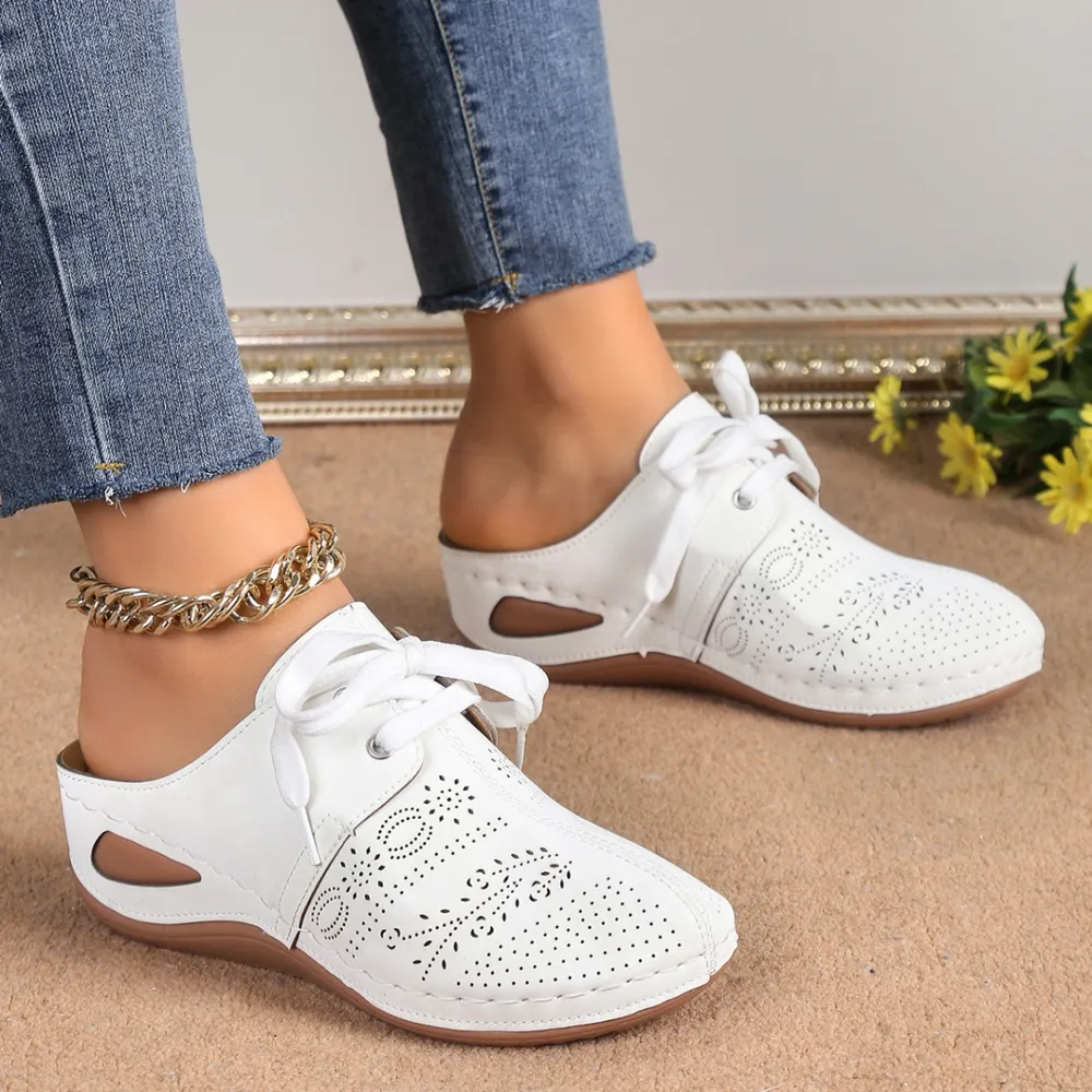 Lace-Up Round Toe Wedge Sandals, image 11
