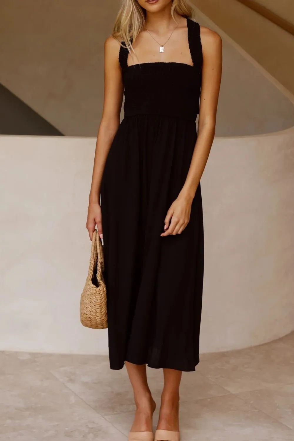 Crisscross Smocked Wide Strap Dress, image 13