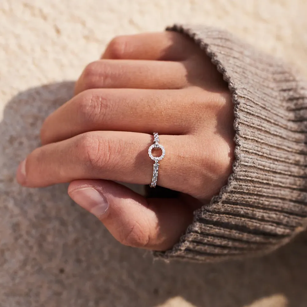 Inlaid Zircon 925 Sterling Silver Ring, image 5