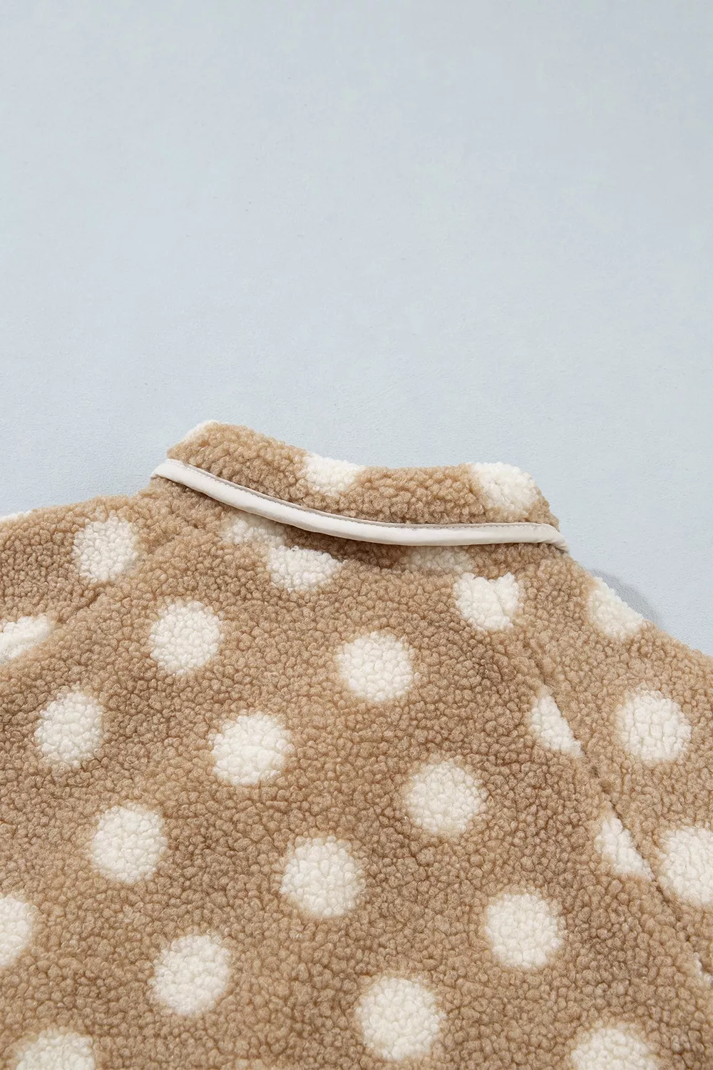 Polka Dot Faux Fur Metal Button Placket Shift Silhouette Jacket, image 10