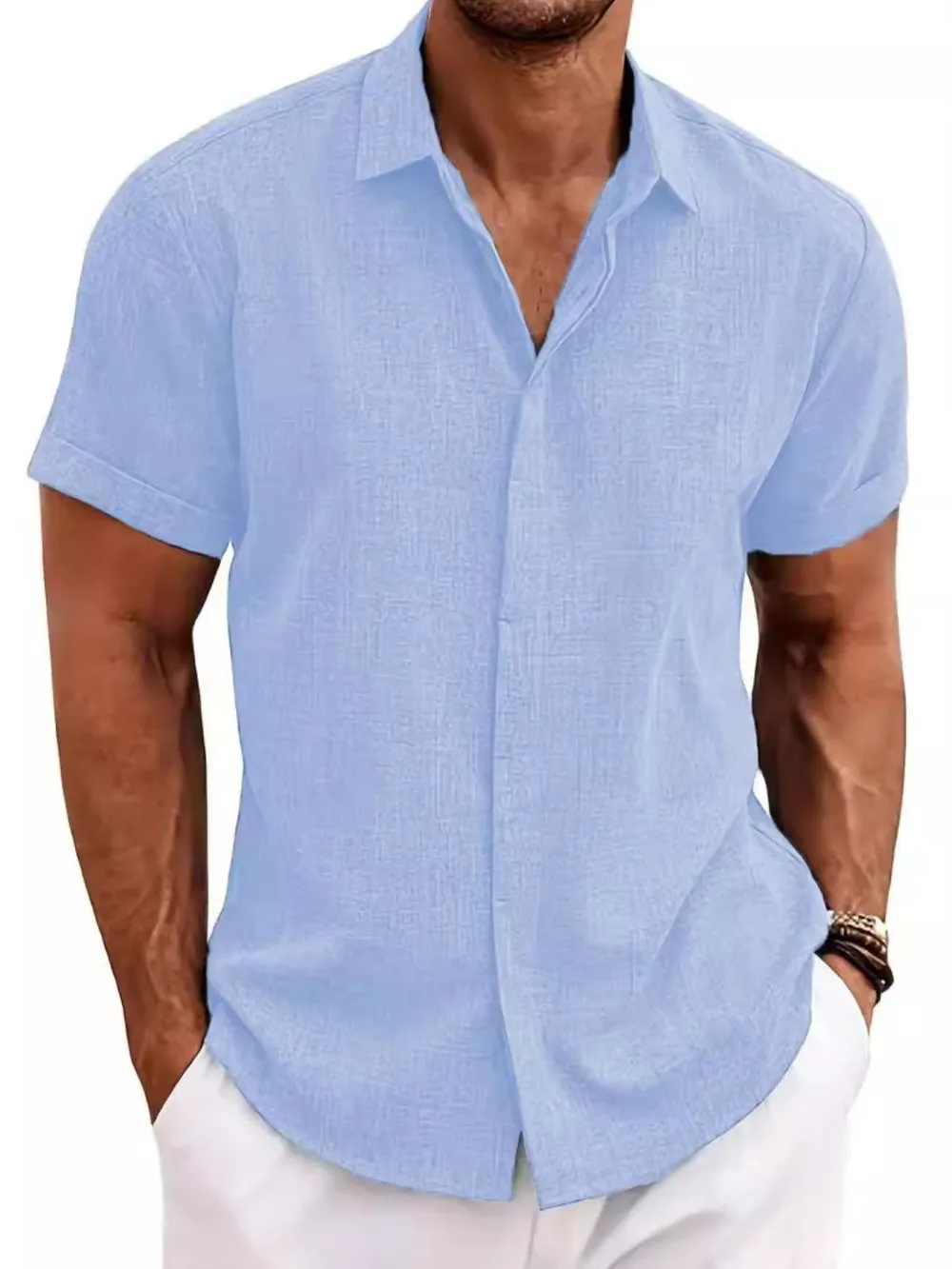 Men's Full Size Collared Neck Short Sleeve Shirt Plus Size, image 8