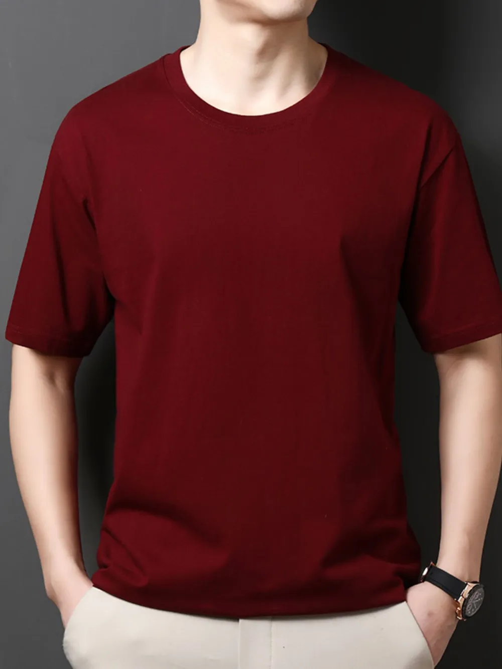 Men's Full Size Round Neck Half Sleeve T-Shirt Plus Size, image 12