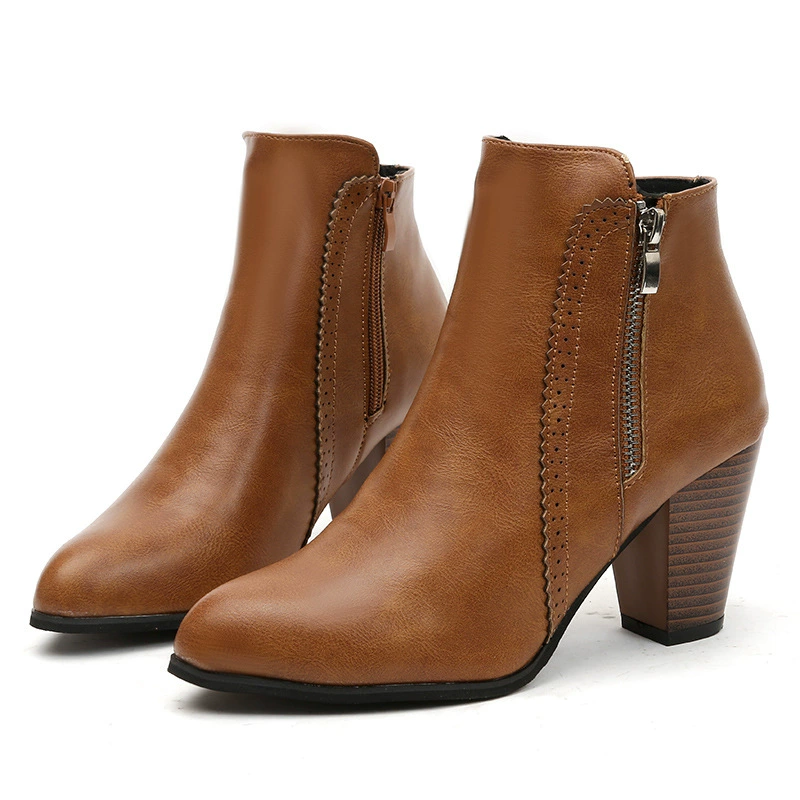 PU Leather Block Heel Boots, image 3