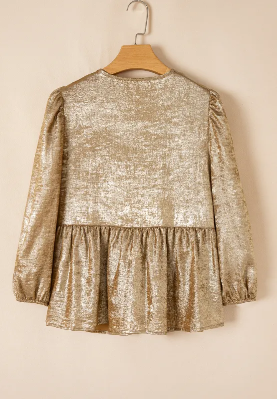 Tied Peplum Three-Quarter Sleeve Blouse, image 6