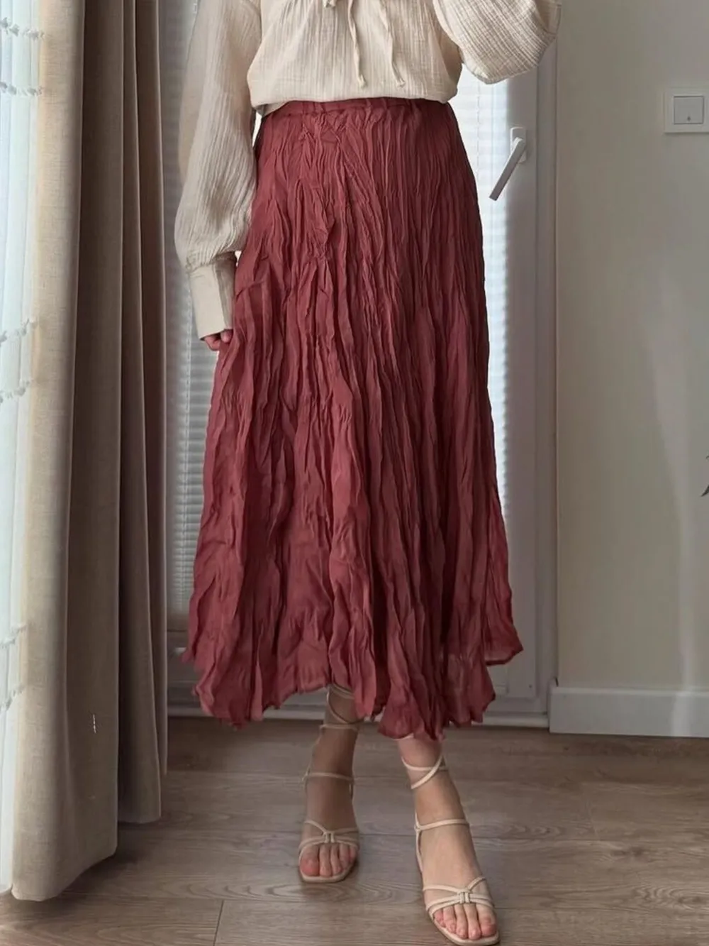 Ruched Elastic Waist Skirt, image 4