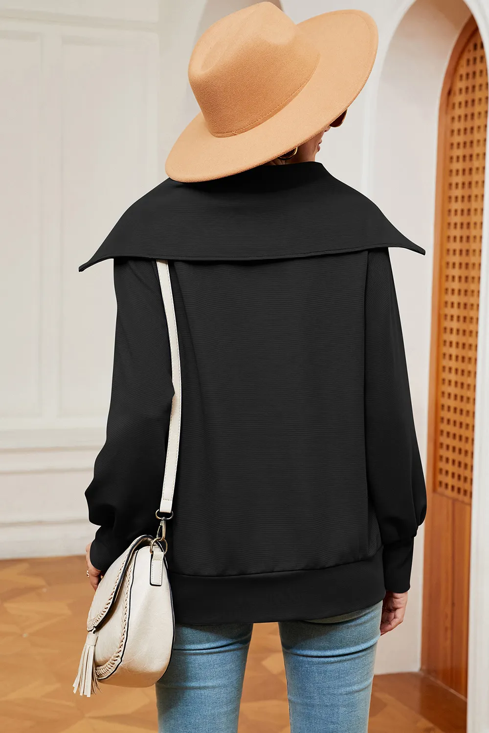 Half Zip Lantern Sleeve Sweatshirt, image 8
