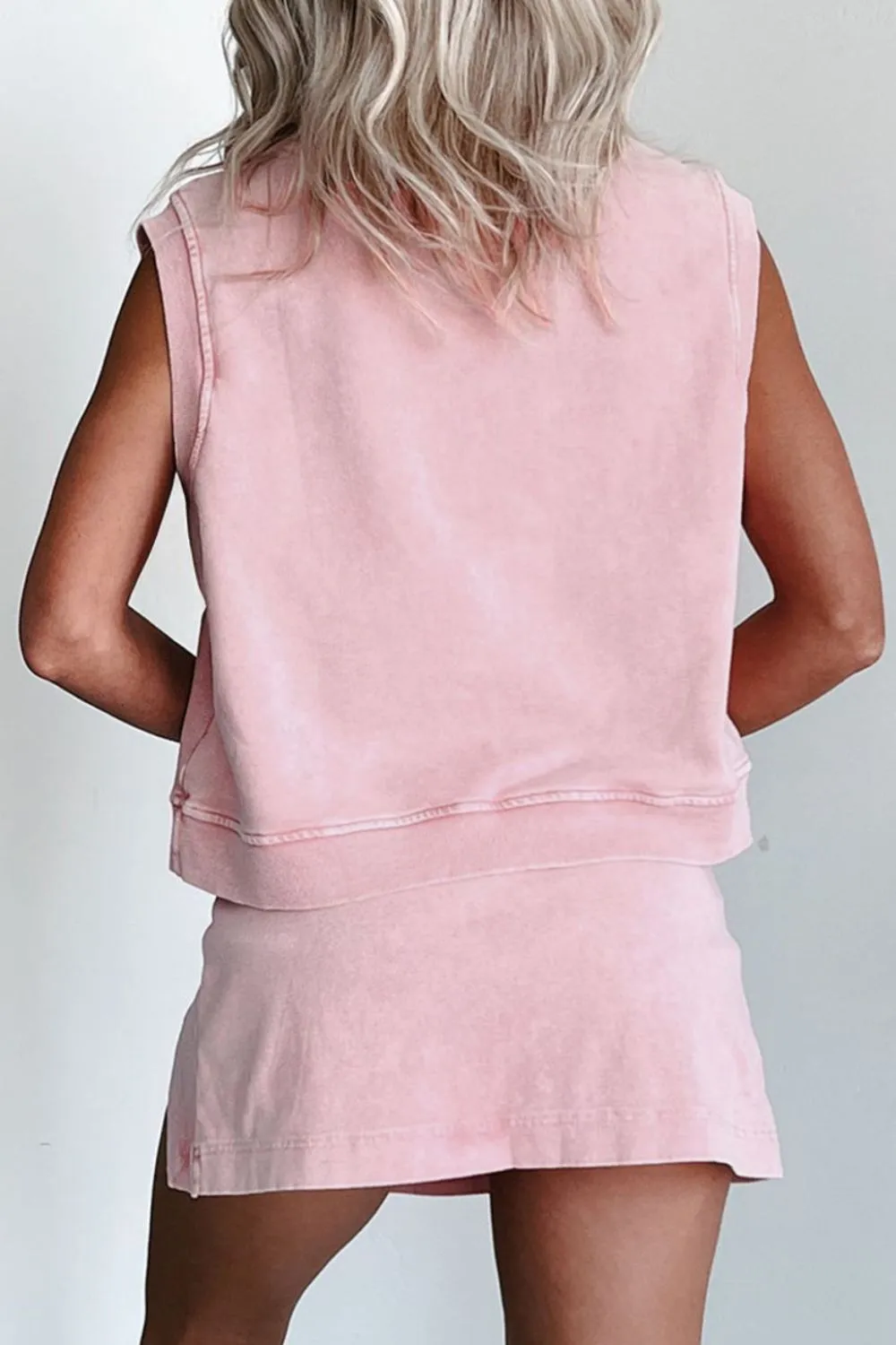 Mineral Wash Cotton Tank Top and Slit Skort Set, image 12
