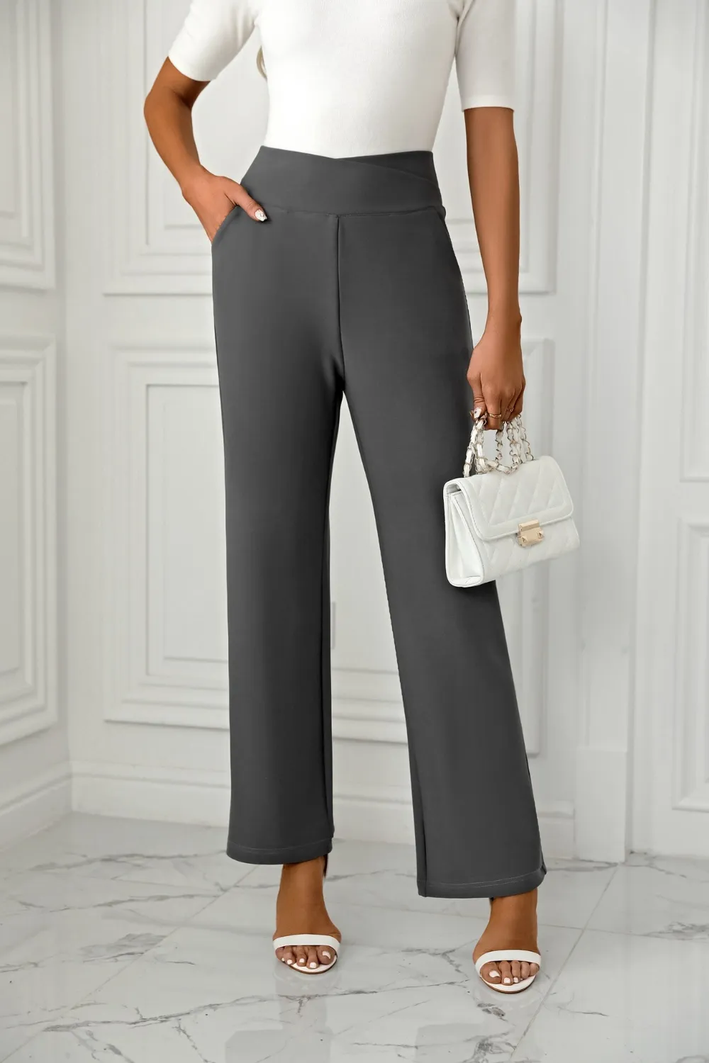High Waist Straight Leg Pants, image 18
