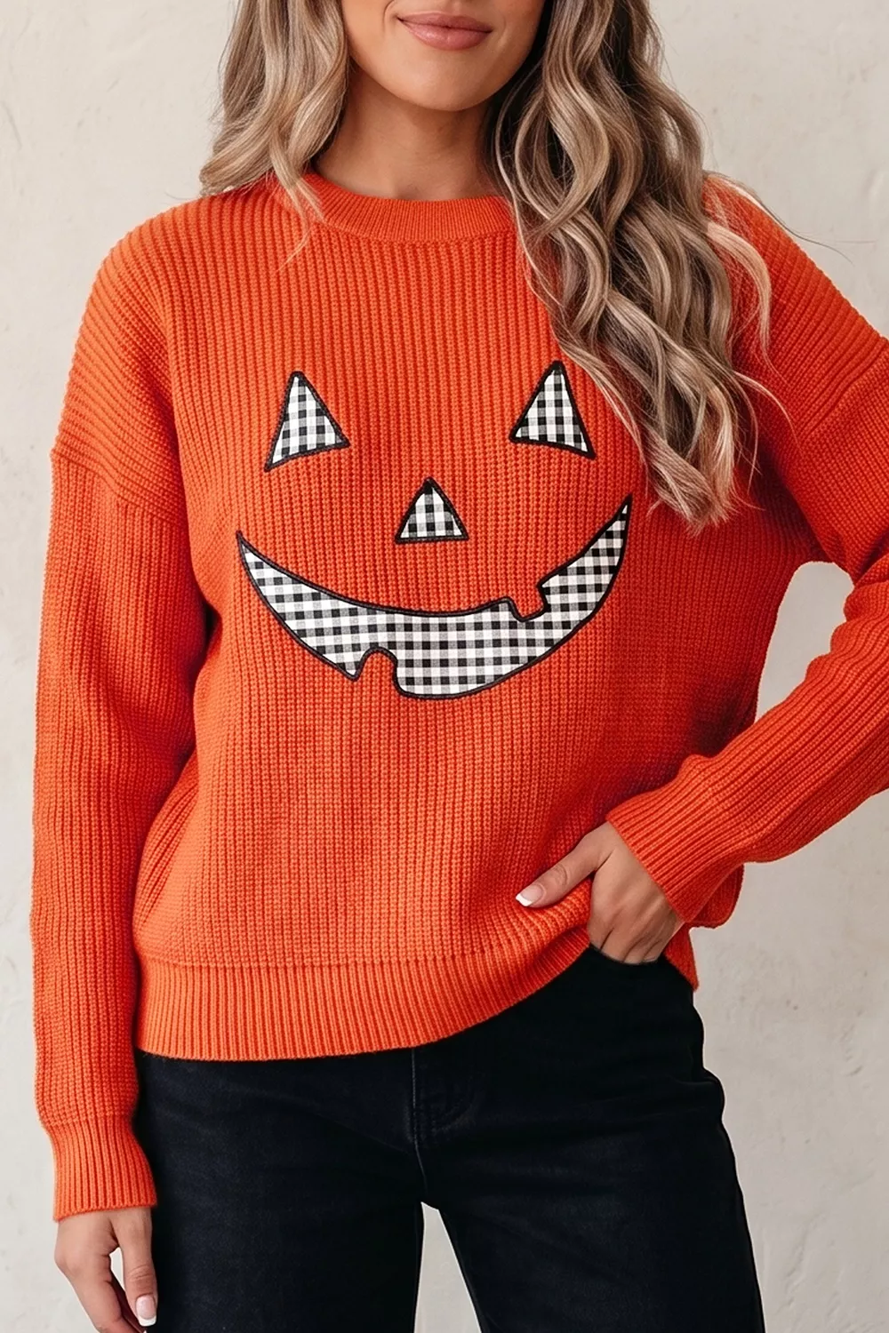 Drop Shoulder Long Sleeve Round Neck Halloween Sweater, image 8