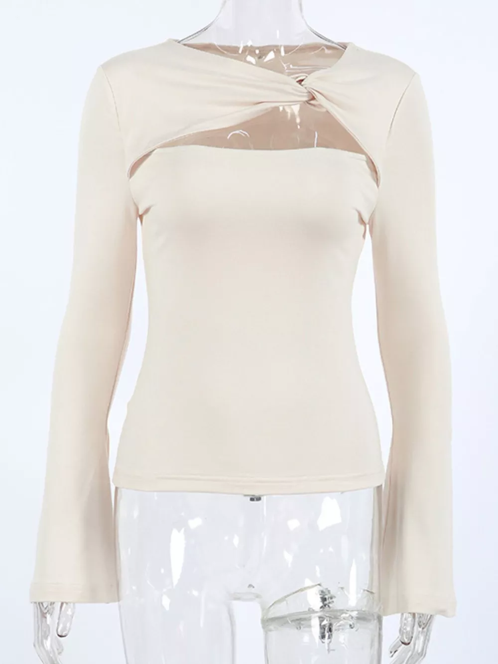Cutout Knot Front Long Sleeve Top, image 7