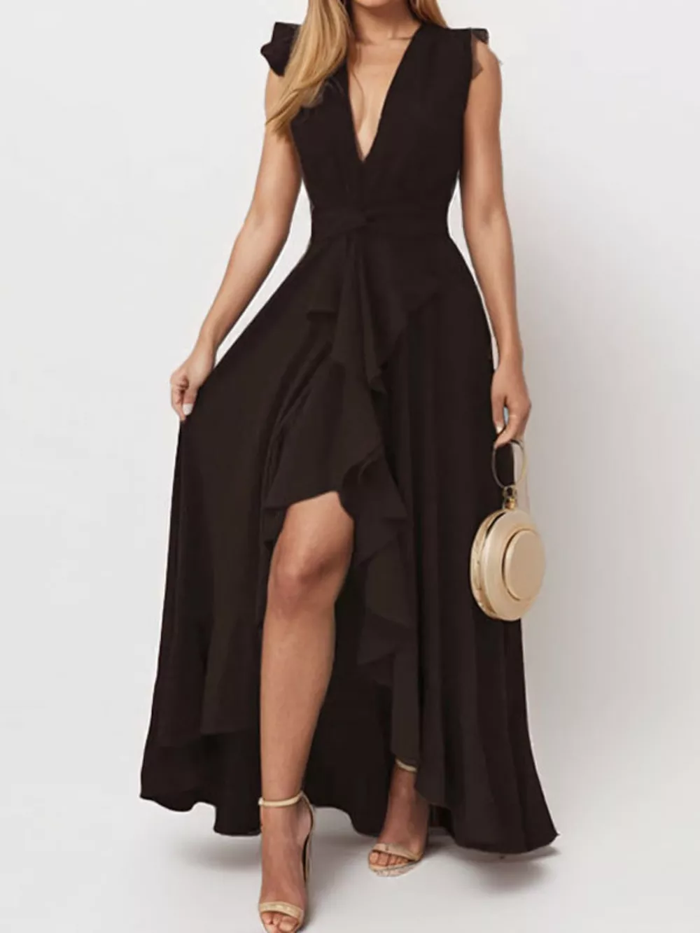 Full Size Ruffled High-Low Maxi Dress Plus Size