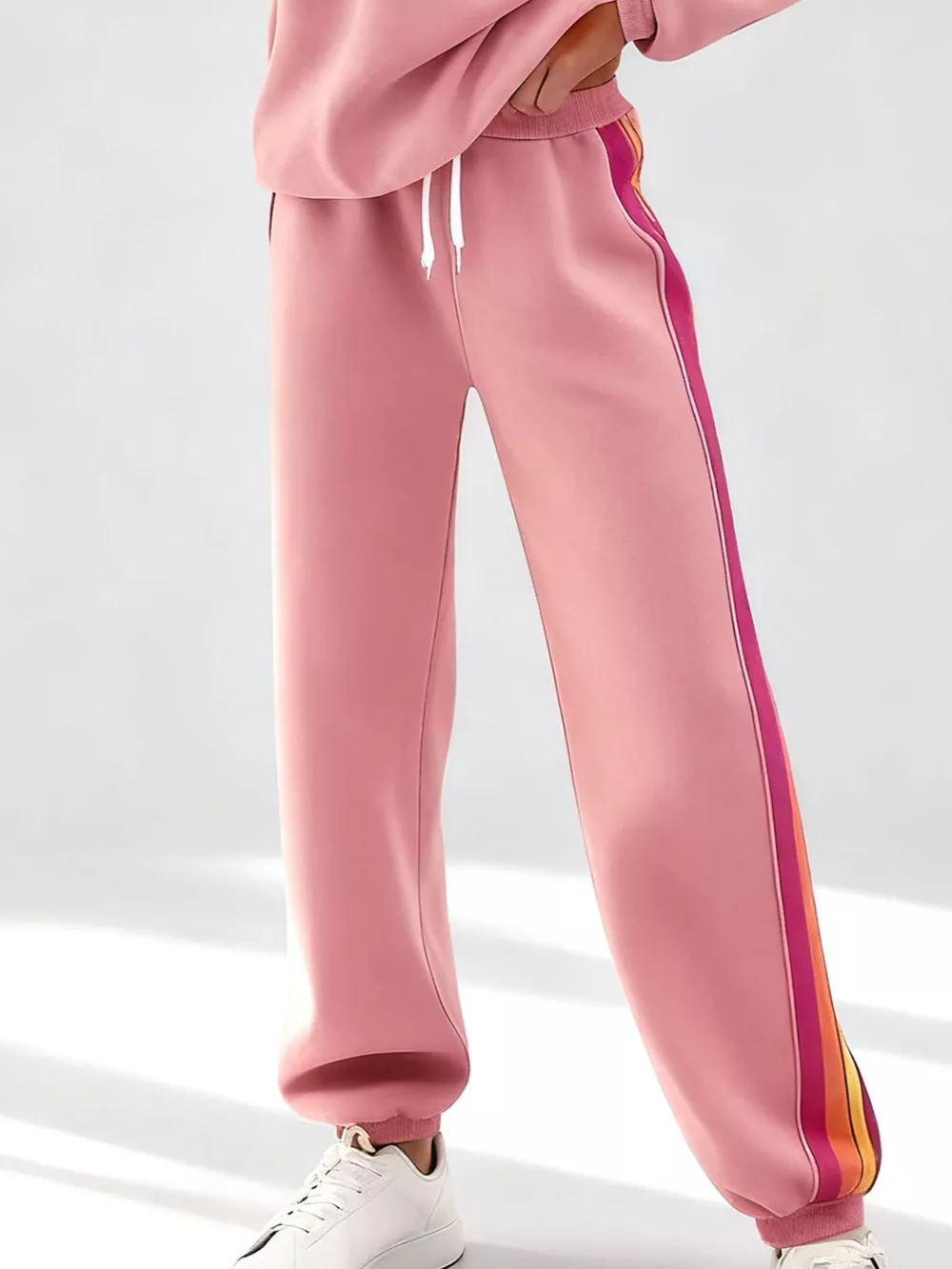 Striped Round Neck Sweatshirt and Pants Set, image 17