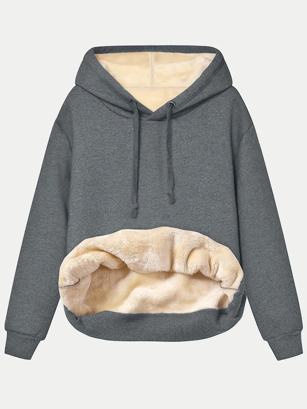 Drawstring Long Sleeve Hoodie with Kangaroo Pocket, image 7