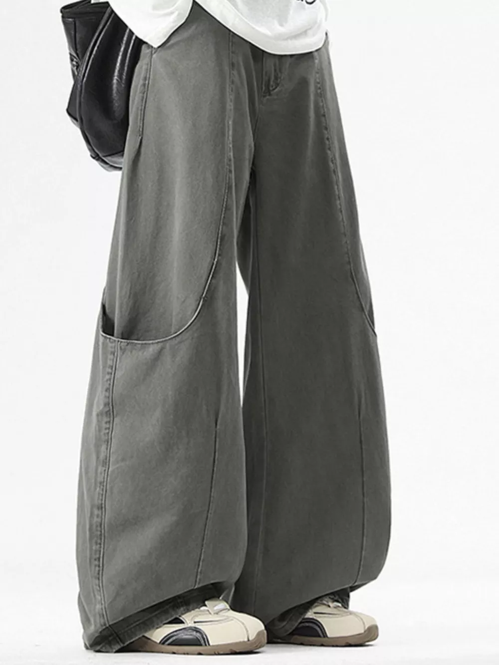 Men's Wide Leg Casual Cargo Pants, image 5