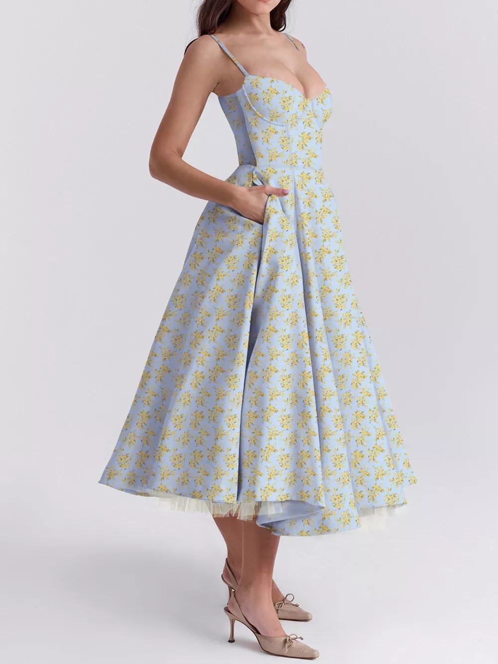 Sweetheart Neck A-Line Midi Dress, image 24