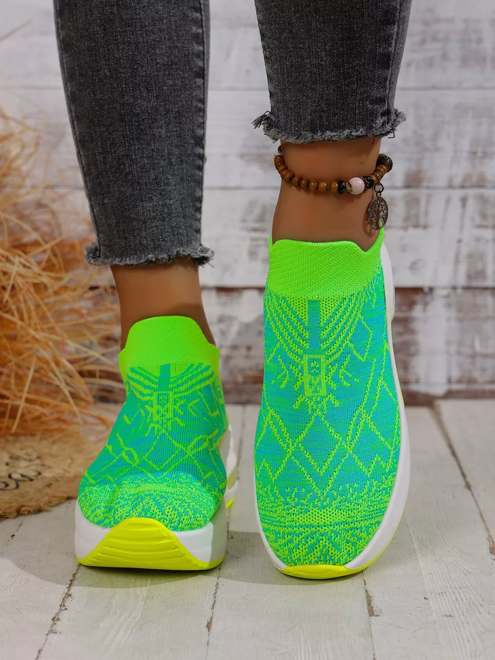 Mesh Round Toe Platform Sneakers, image 6