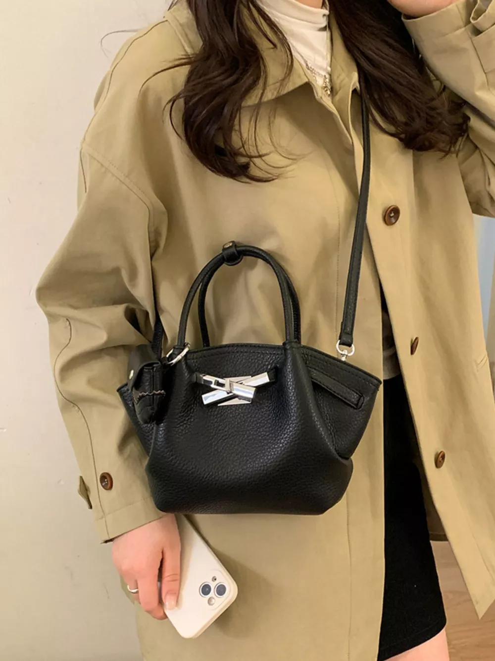 Top Handle Leather Crossbody Bag, image 5