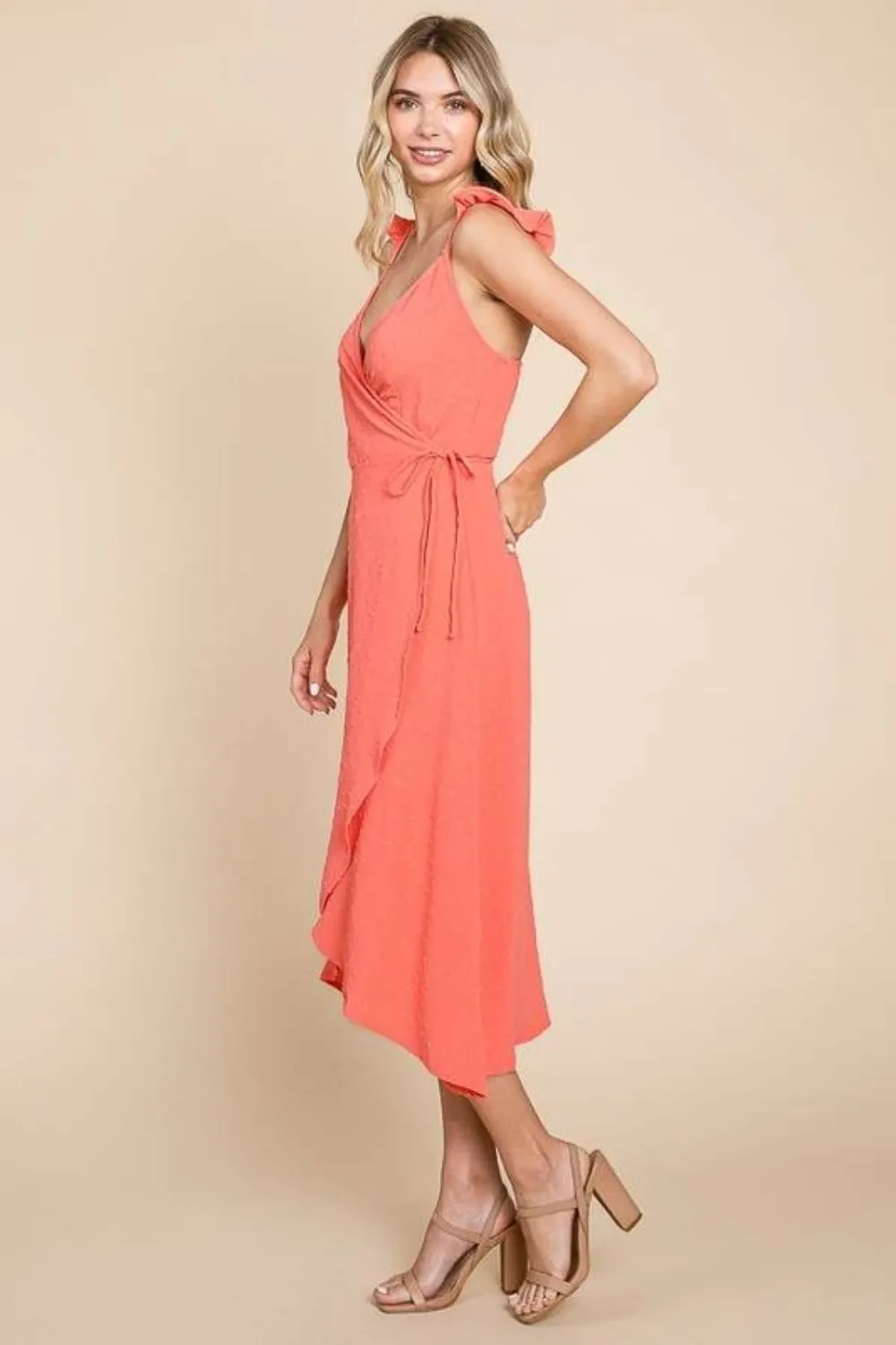 Ruffle Detail Surplice Wrap Slip Dress, image 3