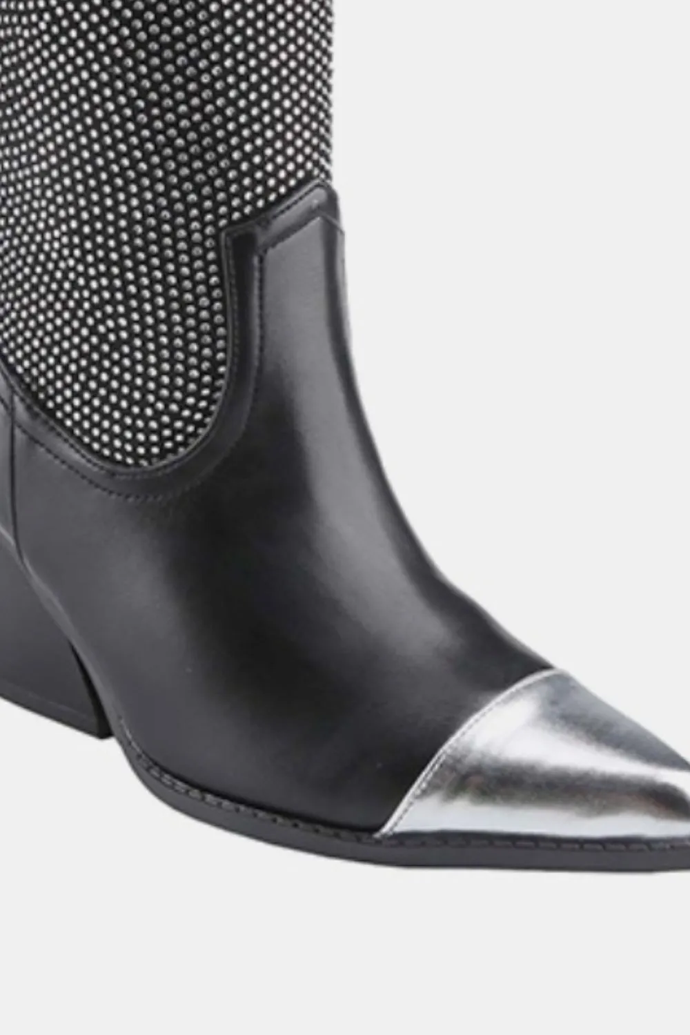 Chunky Heel Rhinestone Western Cowboy Boots, image 3