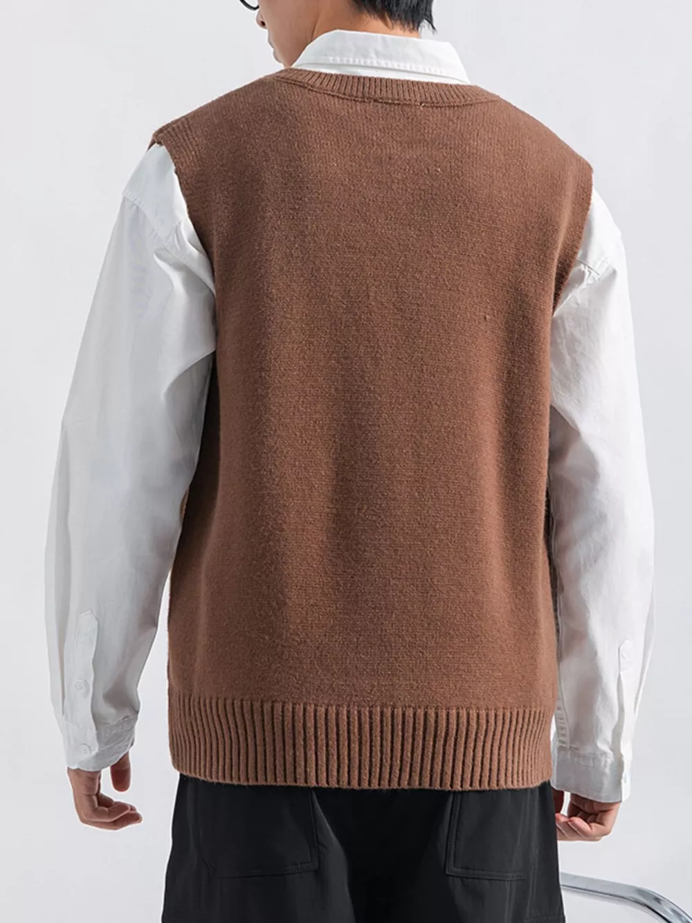 Men's Plus Size Ribbed Hem Sweater Vest, image 14