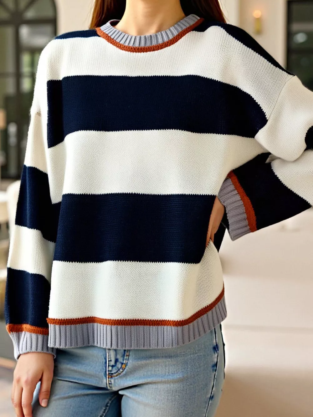 Color Block Round Neck Sweater, image 17