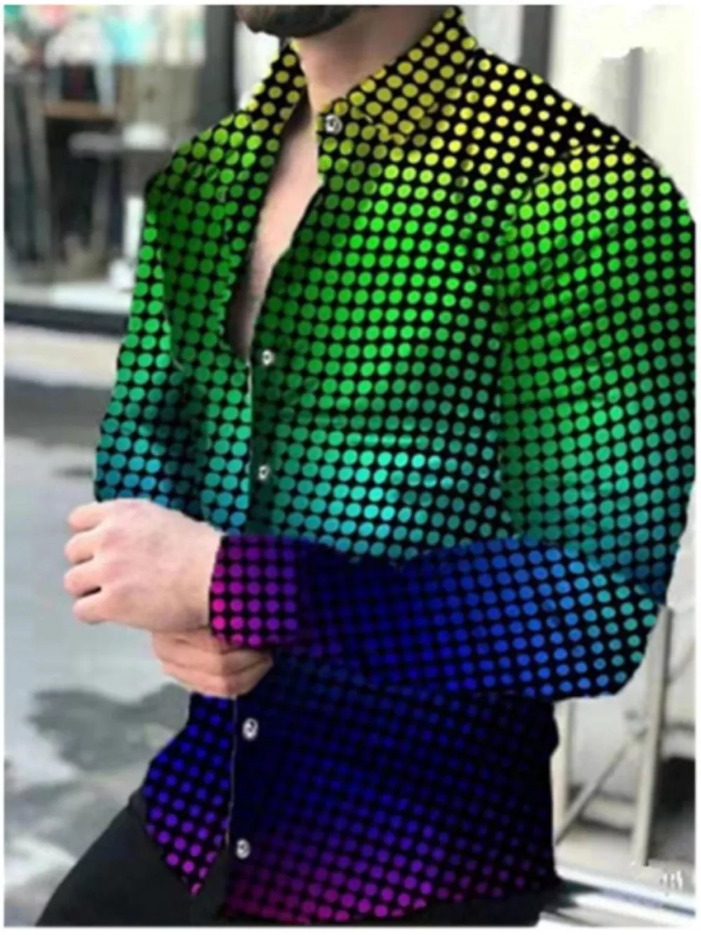 Men's Full Size Printed Button-Down Shirt Plus Size, image 7