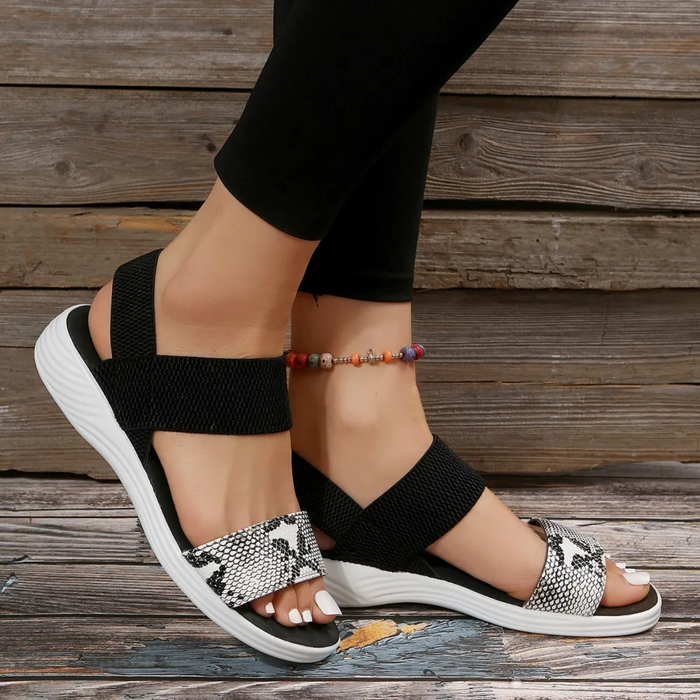 PU Leather Open Toe Low Heel Sandals, image 10