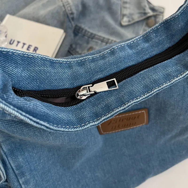 Adjustable Strap Denim Shoulder Bag, image 7