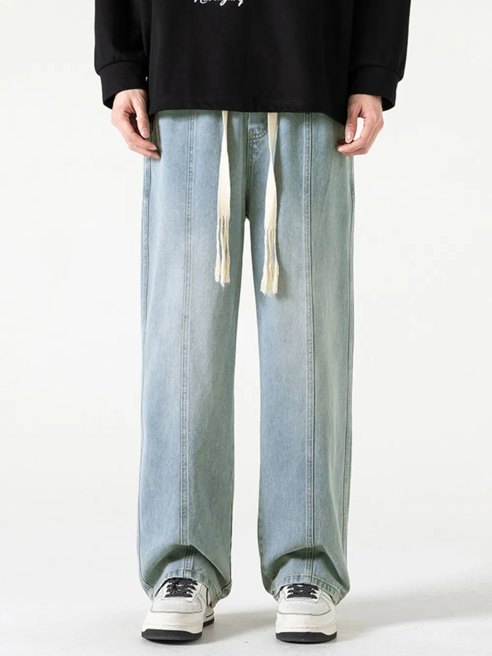 Men's Full Size Drawstring Wide Leg Jeans Plus Size, image 6