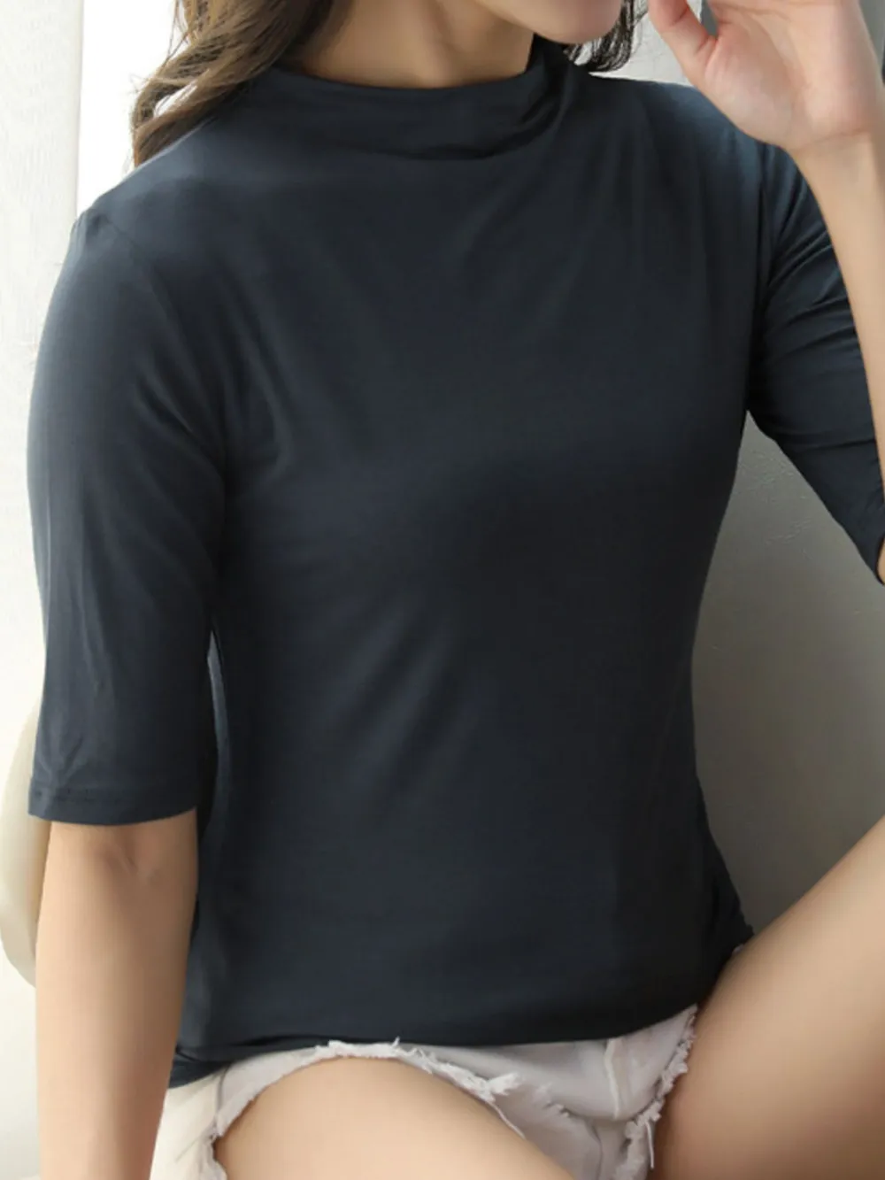Solid Color Short Sleeve T-Shirt, image 28