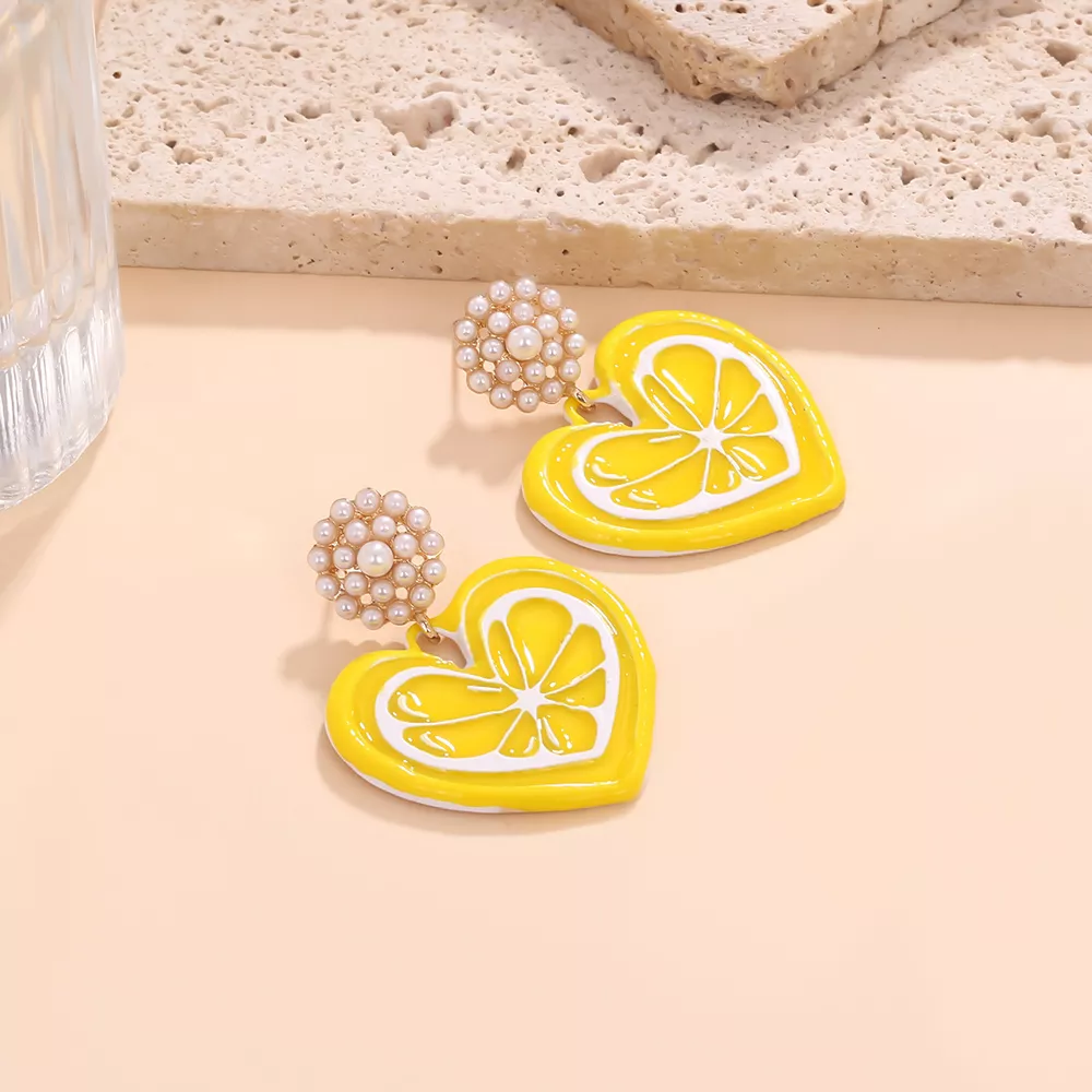 Heart Dangle Earrings with Pearl Accent, image 2
