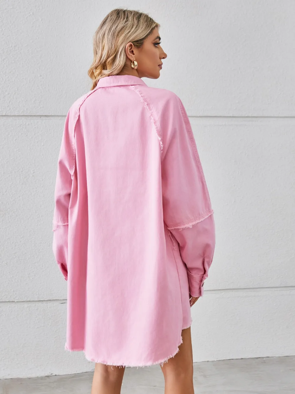 Raw Hem Button Up Denim Dress, image 9