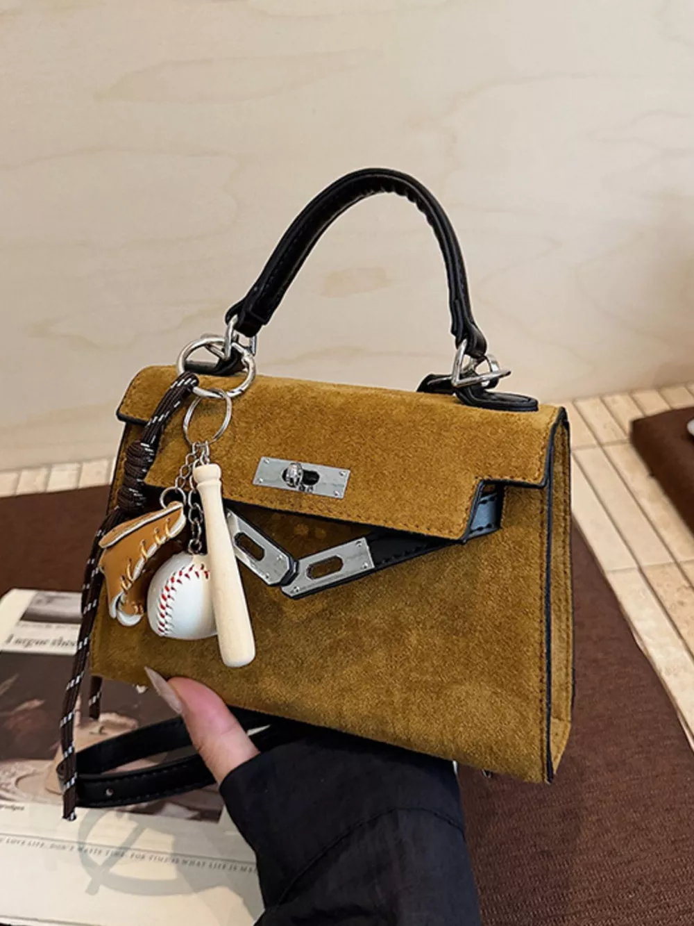 Crossbody Bag with Baseball Charm, image 9