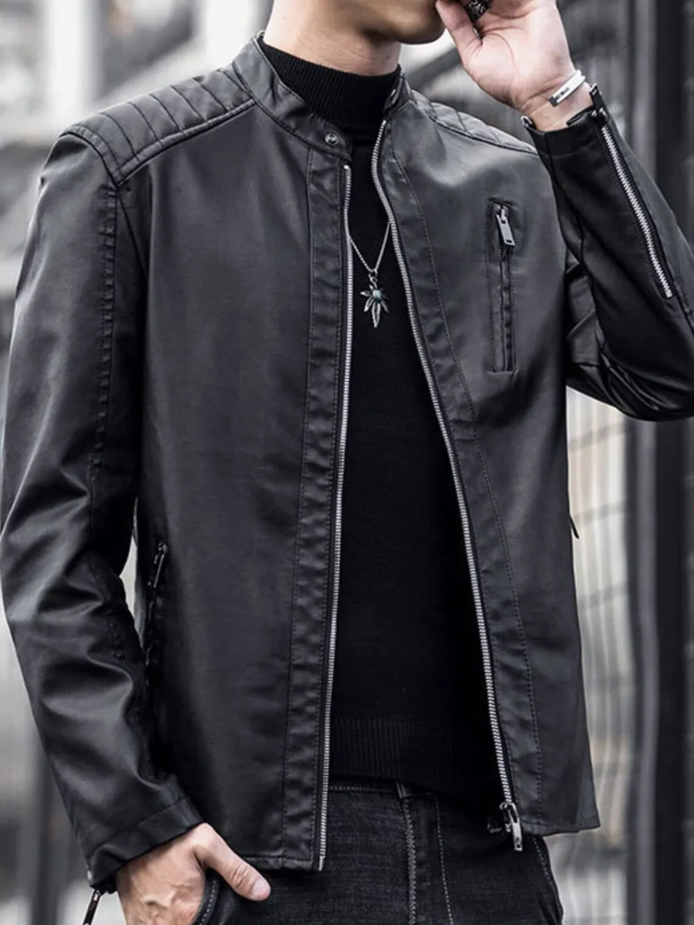 Men's Plus Size Zip Up Long Sleeve Jacket, image 6