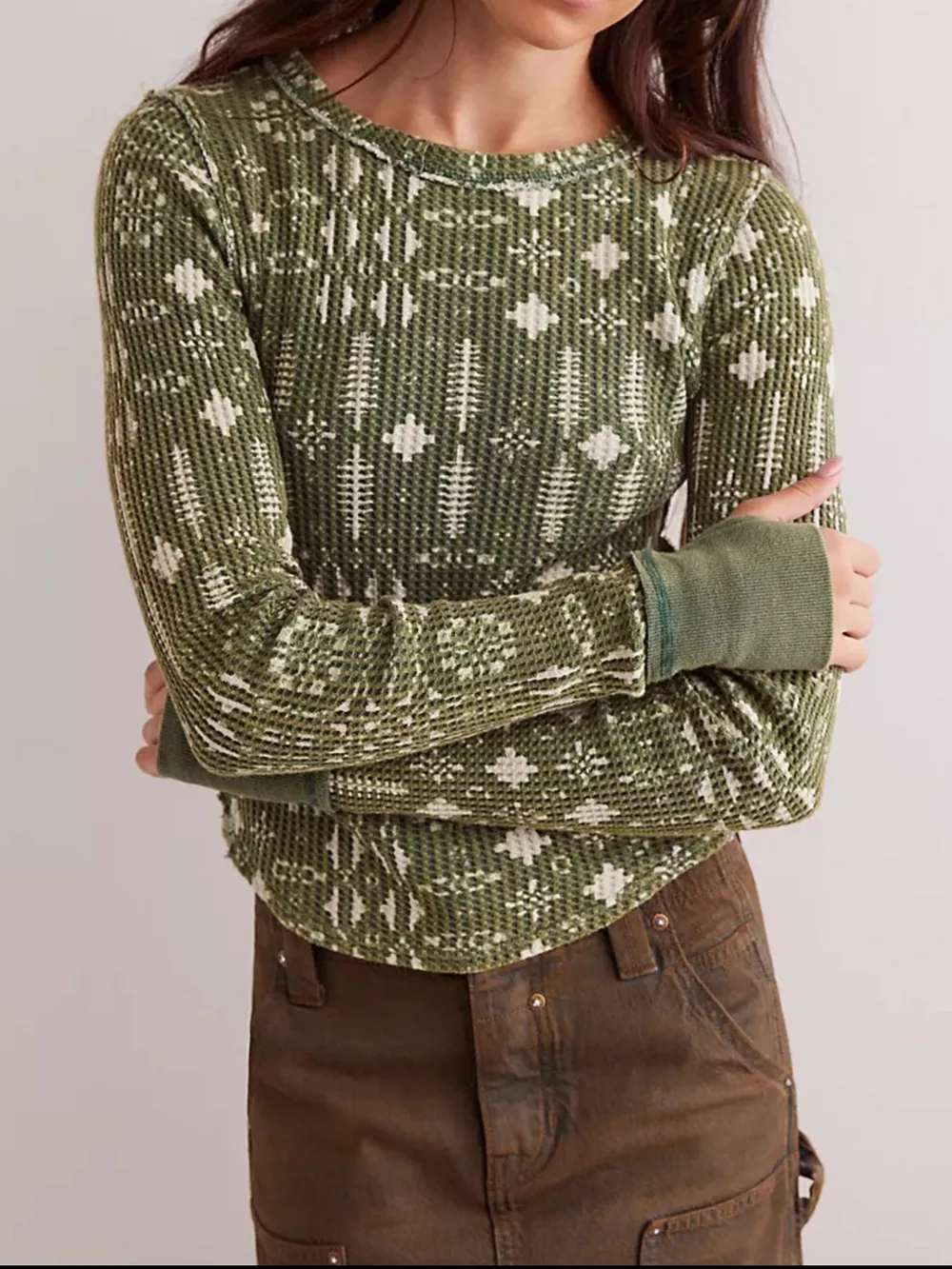 Floral Print Waffle Knit Top, image 15
